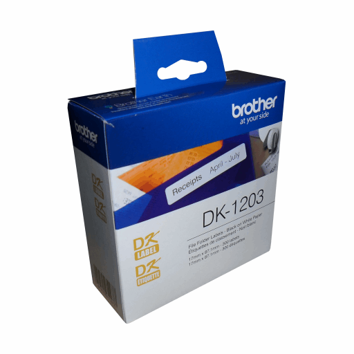Brother DK-1203 File Folder Paper Label (300 Labels) 0.66" x 3.4" (17 mm x 87.1 mm) – – PTouch – Brother