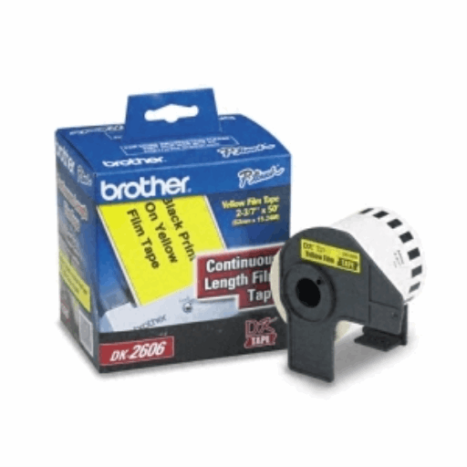 Brother DK-2606 Black/Yellow Continuous Length Film Tape - 2.4" x 50' (62 mm x 15.2 m) – PTouch | Brother