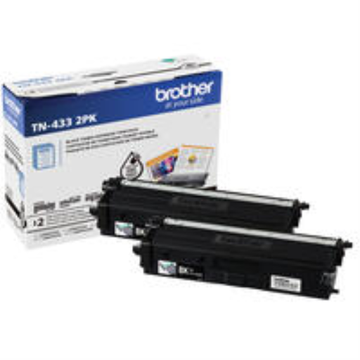 Brother Genuine TN433 2PK High-Yield Black Toner Cartridge Multipack – – Laser – Brother