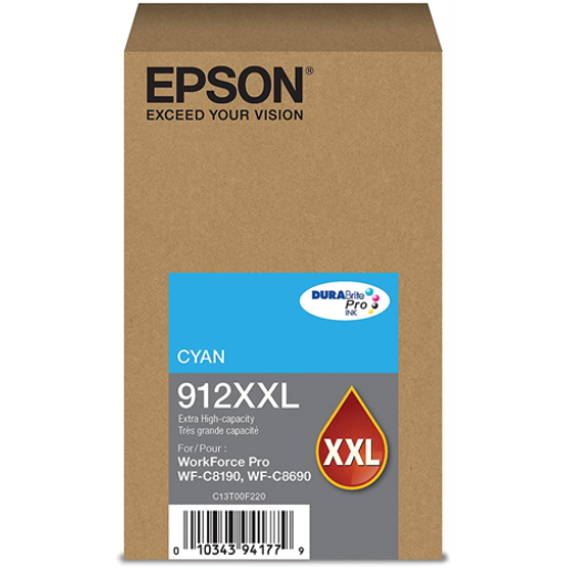 T912XXL220 Epson T912 Extra High Capacity Cyan Original Ink Cartridge – – Inkjets – Epson
