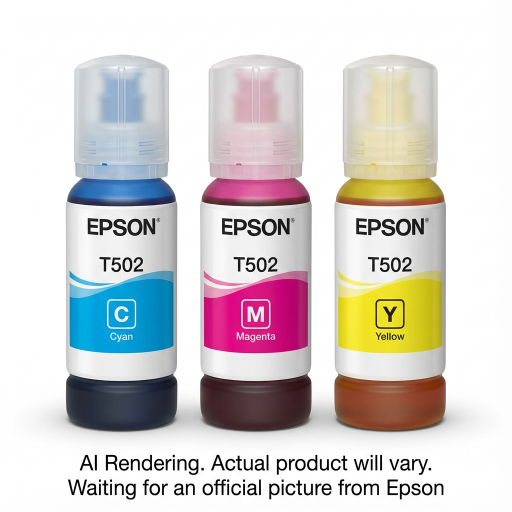 Epson T502 Ink Bottle, Dye CMY Combo, w/Sensor – – Inkjets – Epson