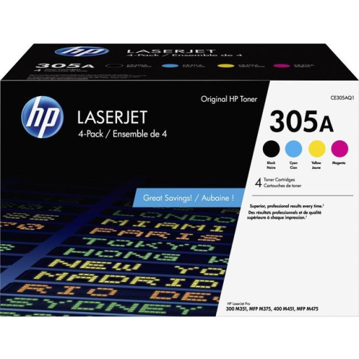 HP 305A CMYK Quad LaserJet Toner Crtg – – Toners – HP Canada
