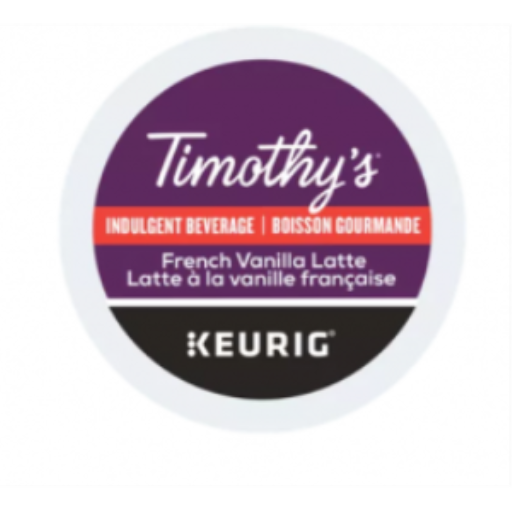 COFFEE-K CUP TIMOTHY'S FRENCH VANILLA LATTE (06717) 24/BX – – K-Cups – Keurig