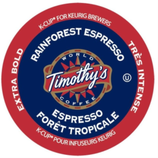COFFEE-K CUP TIMOTHY'S RAINFOREST ESPRESSO X-BOLD (01020) 24/BX – – K-Cups – Keurig