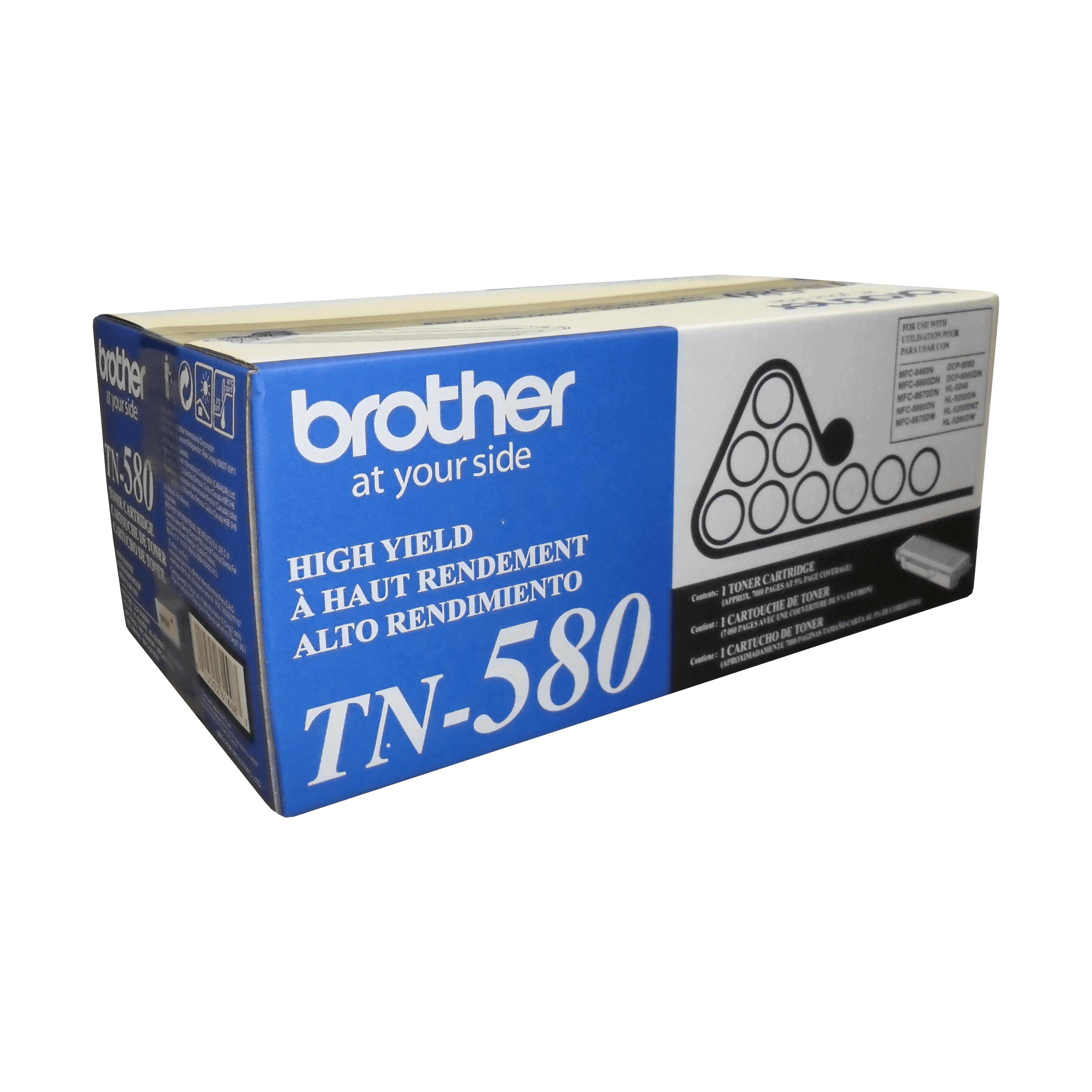 Brother TN580 Black Toner Cartridge, High Yield - Vonex