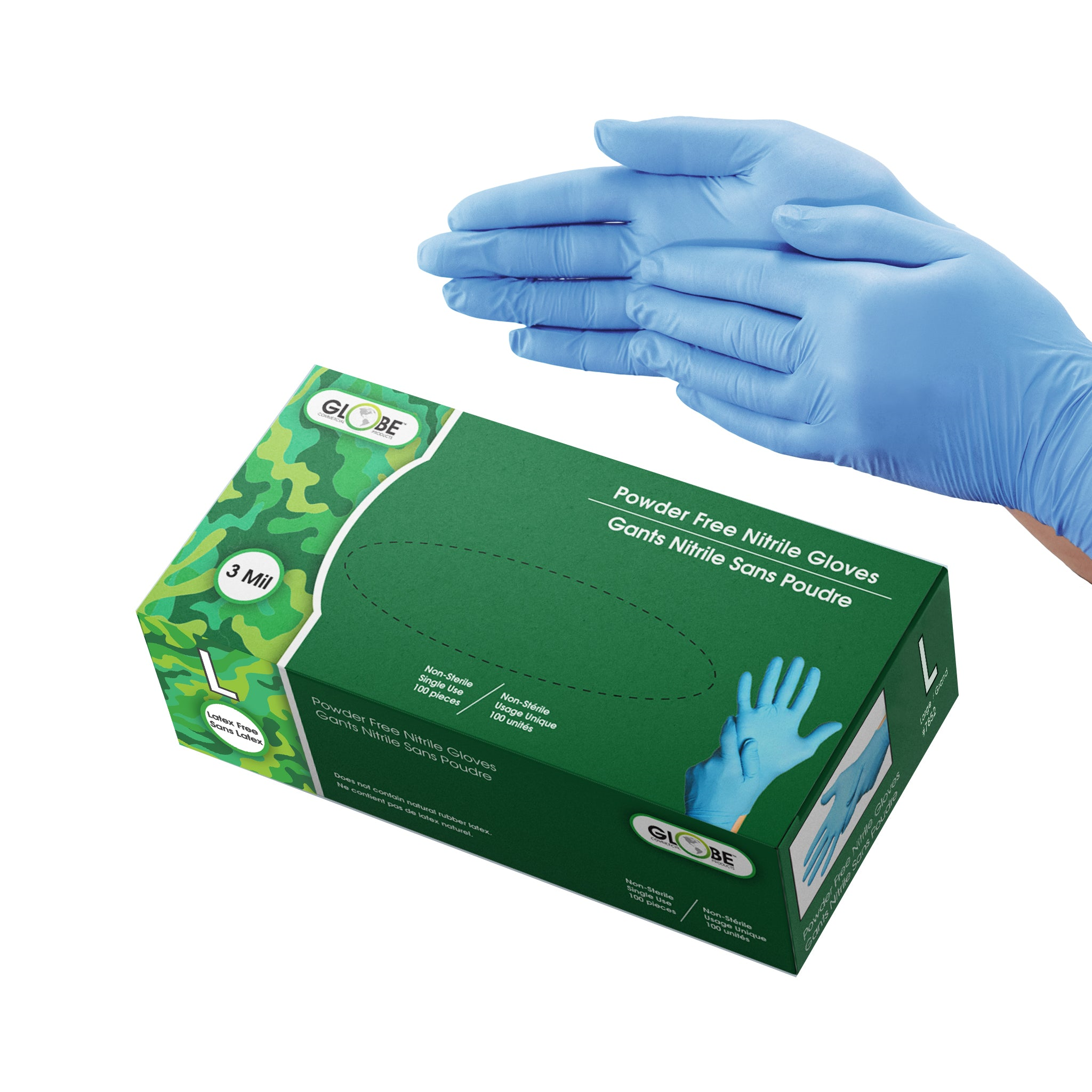 Nitrile Gloves Powder Free 3mil Sky Blue - Large ( box of 100) - Vonex