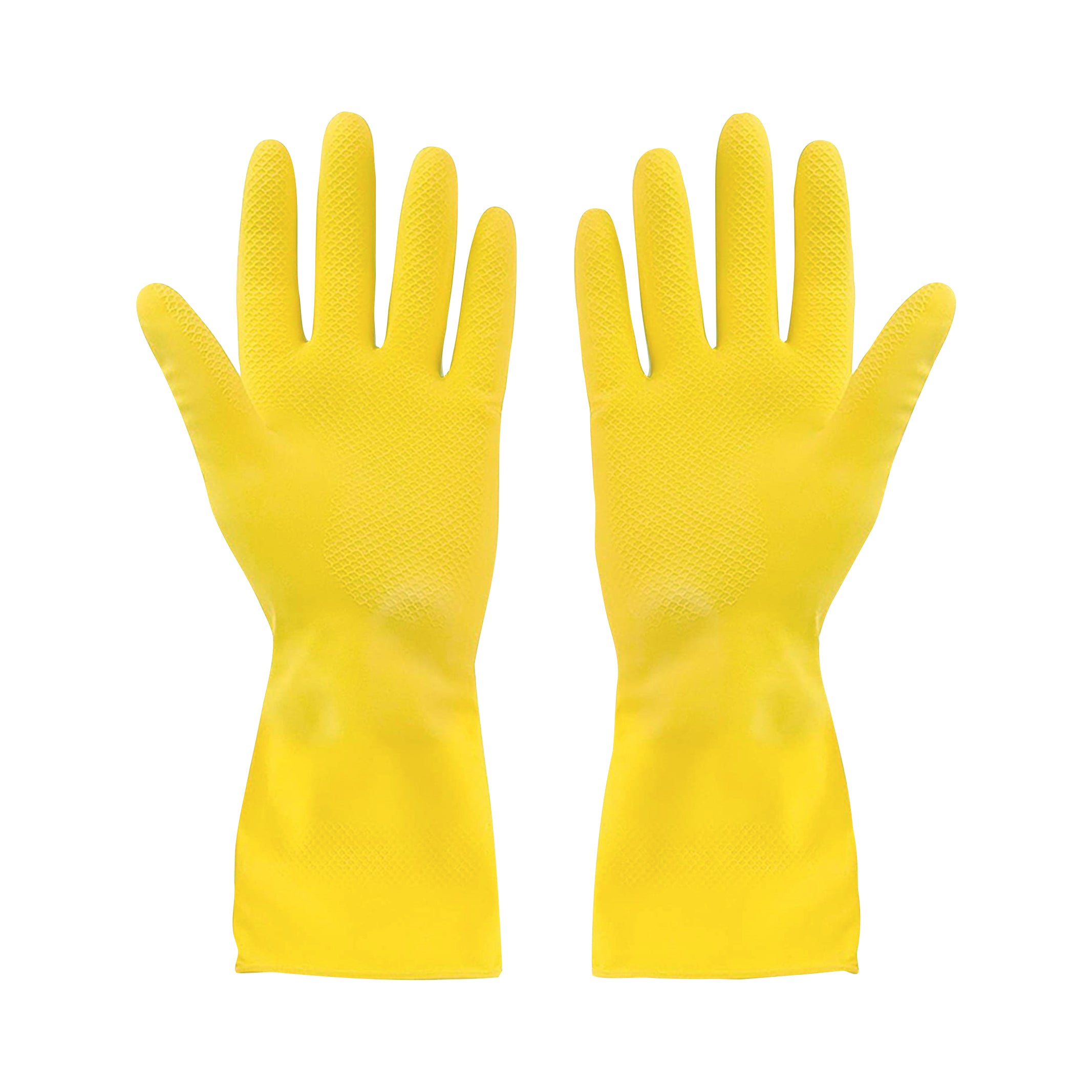 Rubber Gloves Flocklined Yellow Large Extended Cuff- (12 pairs) - Vonex