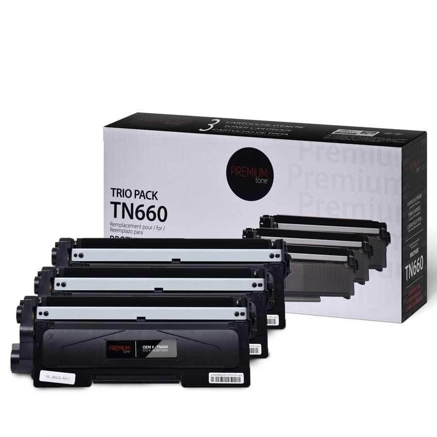 Brother Compatible TN660 3PK High-Yield Black Toner Cartridge Trio Pack - Vonex