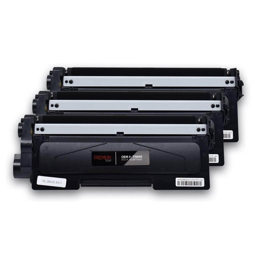 Brother Compatible TN660 3PK High-Yield Black Toner Cartridge Trio Pack - Vonex