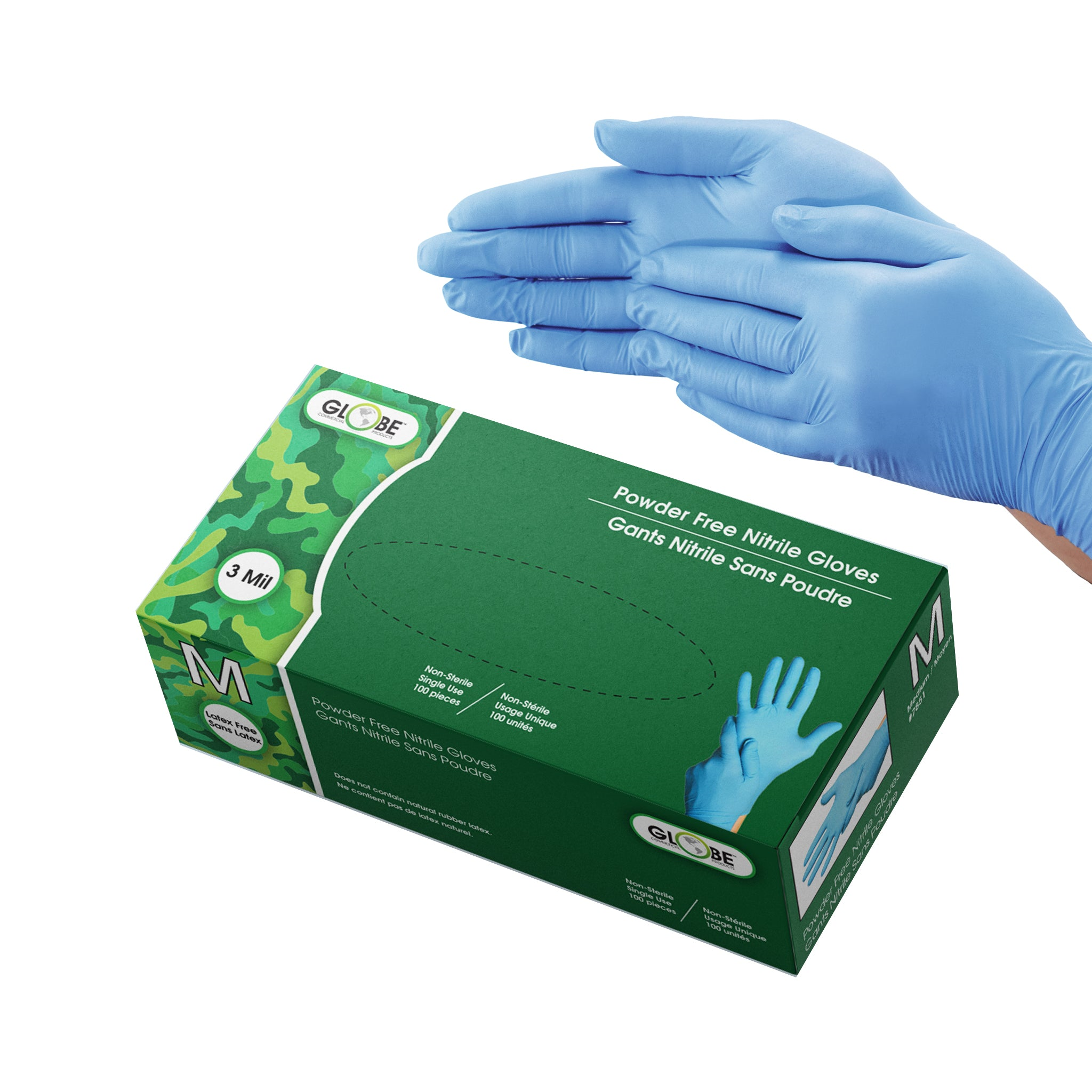 Nitrile Gloves Powder Free 3mil Sky Blue - Medium (Box of 100) - Vonex